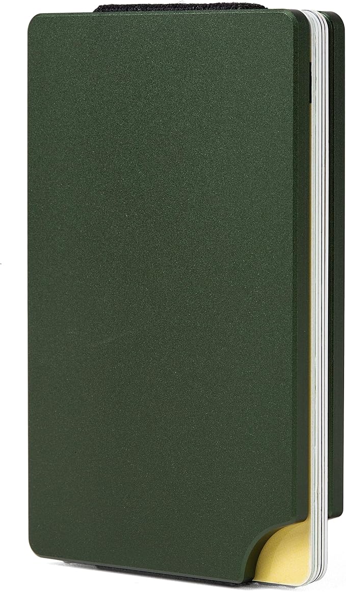 Minimalist Carbon Fiber Wallet for Men, Money Clip Cash Strap Wallet, RFID Blocking Metal Wallet Aluminum Card Holder,Front Pocket Wallet(Matte Green)