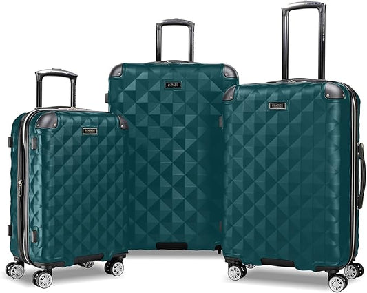 Kenneth Cole REACTION Diamond Tower Collection Lightweight Hardside Expandable 8-Wheel Spinner Travel Luggage, Deep Teal, 3-Piece Set (20", 24", & 28")