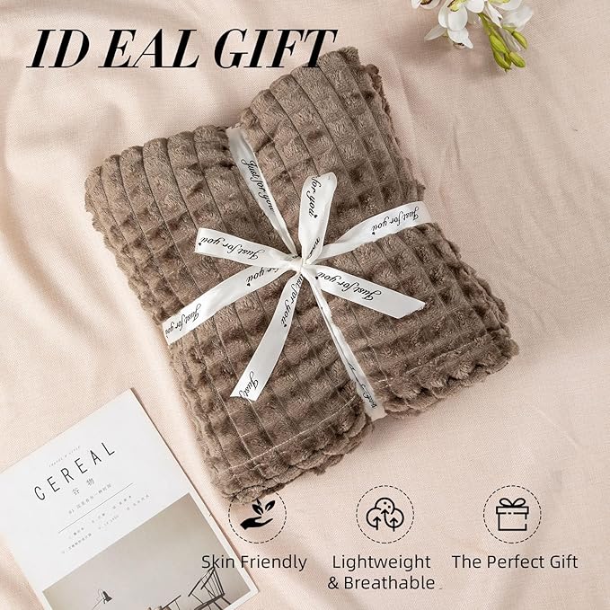 Ultra Soft Jacquard Sherpa Throw Blanket, Lightweight Yet Cozy, Versatile Couch and Travel Blanket, Checker Pattern, Multiple Sizes and Colors, Easy-Care and Durable,50x60 Inches