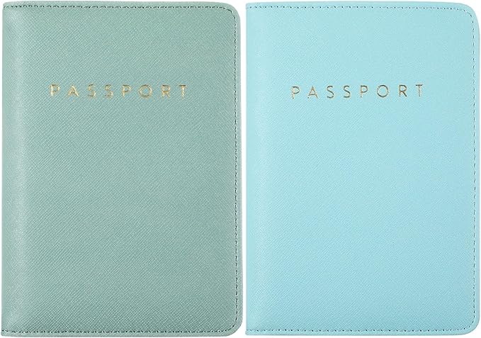 2 Pcs Passport Cover Holder for Travel Waterproof Leather Passport Wallet Case Book Travel Cruise Essentials for Women Men | 2 Pieces, Bridal, Holder, Waterproof, Holder Covers, Travel Wallet