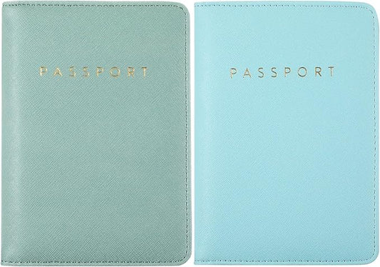 2 Pcs Passport Cover Holder for Travel Waterproof Leather Passport Wallet Case Book Travel Cruise Essentials for Women Men | 2 Pieces, Bridal, Holder, Waterproof, Holder Covers, Travel Wallet