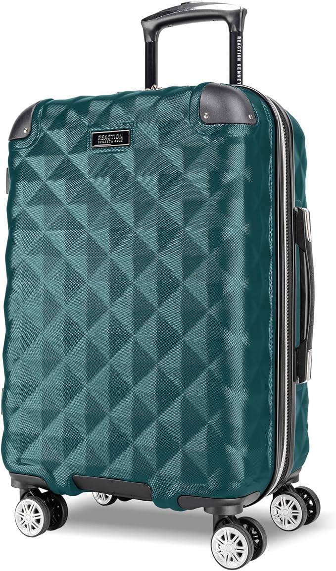 Kenneth Cole REACTION Diamond Tower Collection Lightweight Hardside Expandable 8-Wheel Spinner Travel Luggage, Deep Teal, 20-Inch Checked