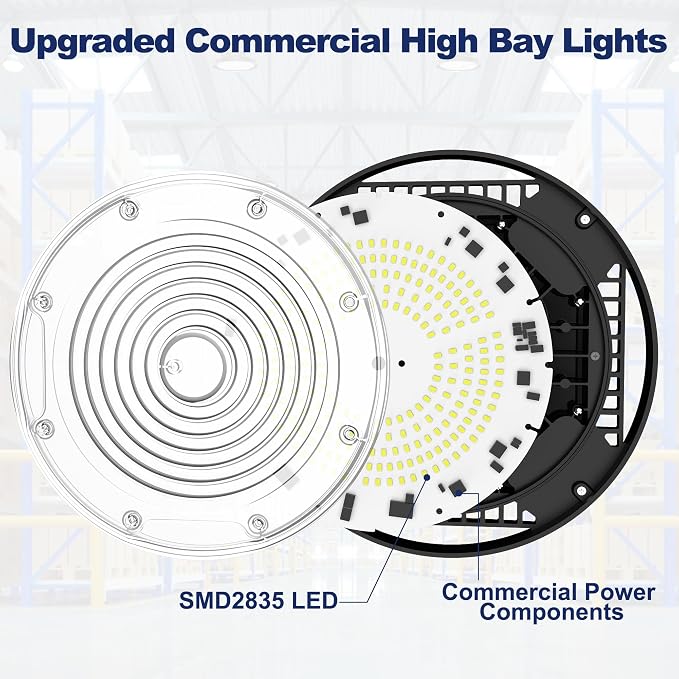 CINOTON 160W UFO LED High Bay Light, Aluminum LED Shop Lights with 24000LM, 5000K Commercial Bay Lighting for Warehouse Garage Workshop Factory, 6' Cable & Safety Rope, ETL Listed 1 Pack