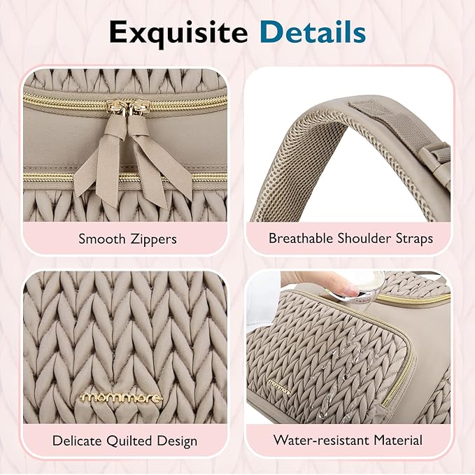 mommore Diaper Bag Small Diaper Backpack Stylish Baby Backpacks Travel Mini Maternity Bags with Insulated Pockets, Changing Pad, Stroller Straps