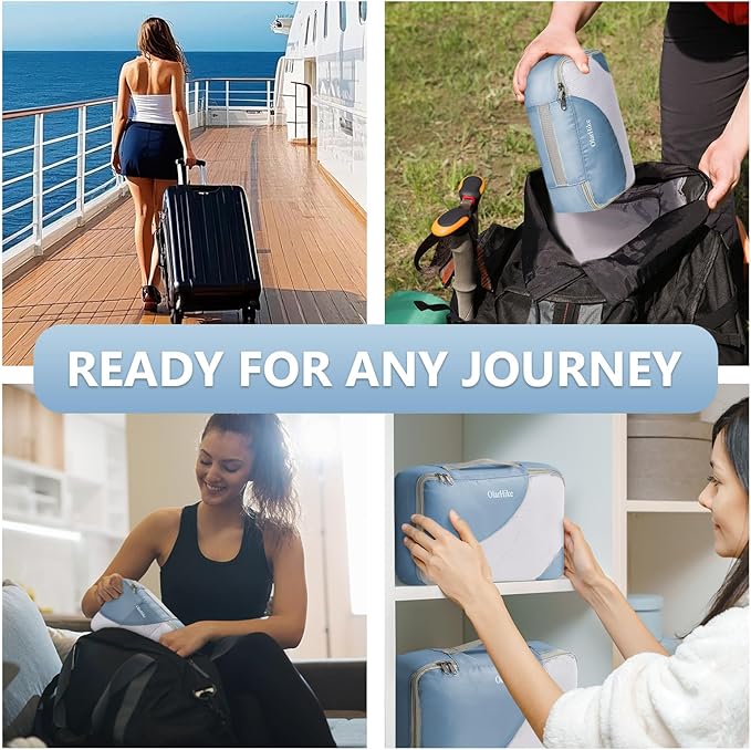 8 Set Packing Cubes for Travel, Gifts for Women Mom,Anti-Tearing Suitcase Organizer for Luggage with Shoe & Hanging Toiletry Bag,OlarHike Vacation Essentials & Accessories for Cruise Ship