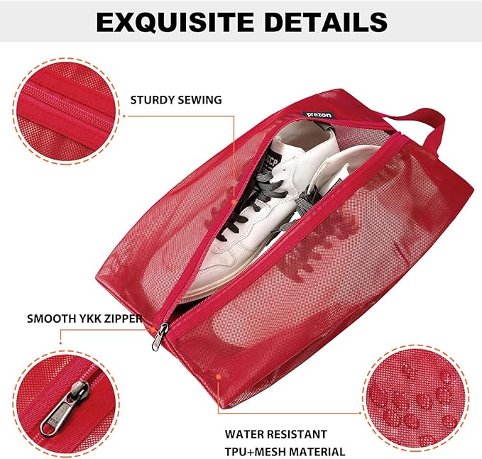 Travel Shoe Bags, Water Resistant TPU Mesh, Sturdy YKK Zipper, Shoes Storage Bag, Shoes Packing Organizer, Unisex Shoe Pouch for Travel or Home Storage