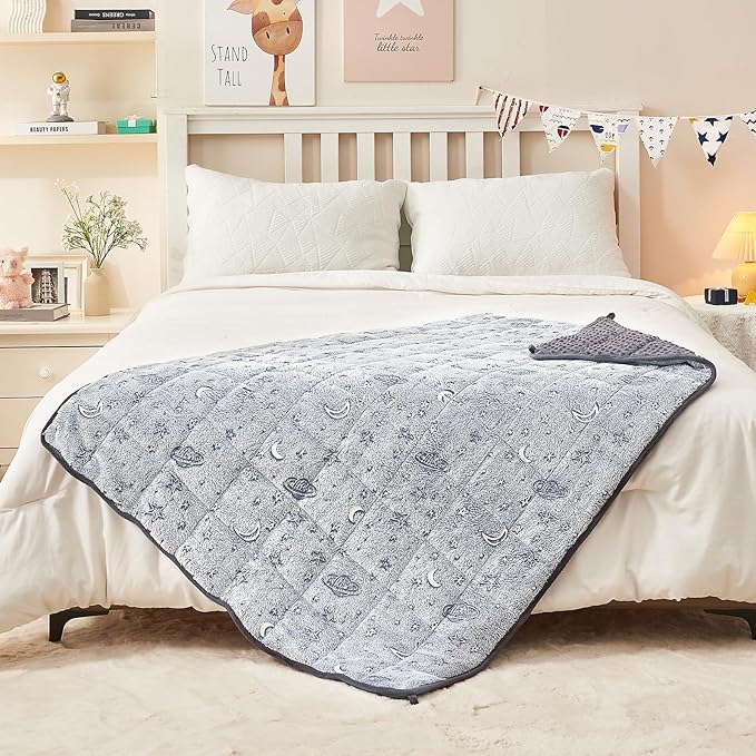 yescool Weighted Blanket 10 Pounds Weighted Lap Blanket, Glow in The Dark Star Heavy Blanket, Warm Minky Weighted Throw Blanket Gifts for 80-110lbs, 40"x60"