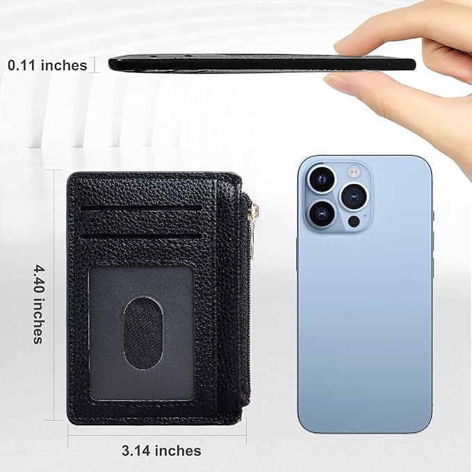 Tipmile Credit Card Holder for Women Slim Minimalist Front Pocket RFID Blocking Wallet Small Compact Card Case with ID Window, Classic Black