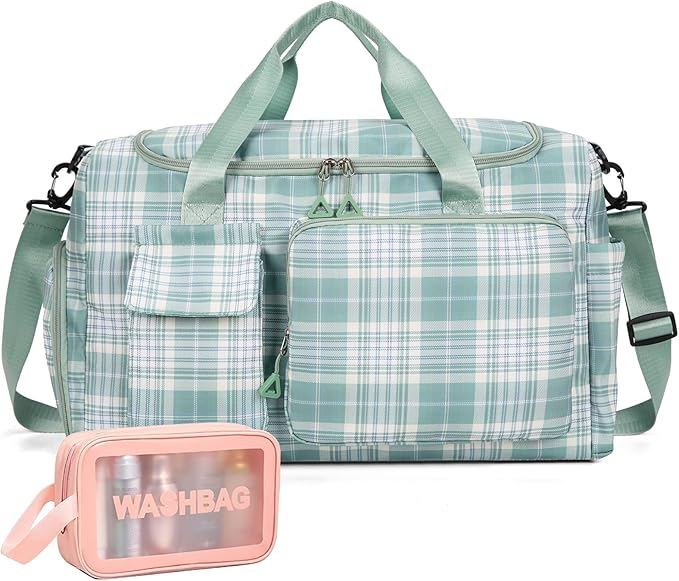 Small Gym Bag for Women, Travel Duffle Bag Carry On Weekender Bag with Shoe Compartment