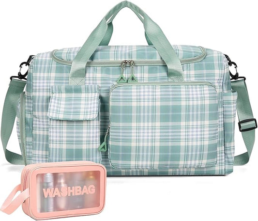 Small Gym Bag for Women, Travel Duffle Bag Carry On Weekender Bag with Shoe Compartment