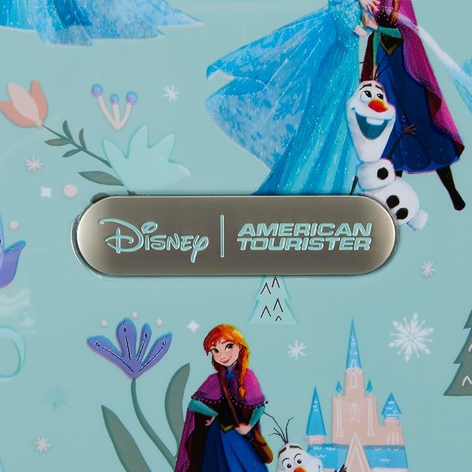 American Tourister Disney Frozen Carry-On Luggage - Airline Approved, Durable Hardshell with Favorite Frozen Characters - Roll Confidentially with Spinner Wheels & Colorful Adjustable Handle