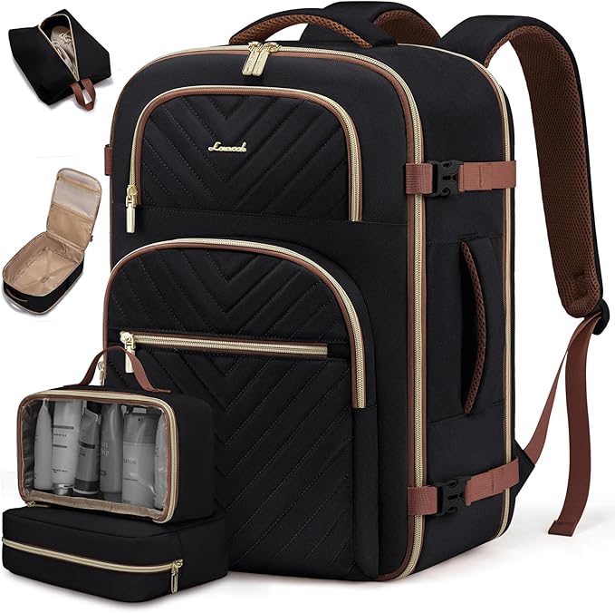 LOVEVOOK Travel Backpack Carry on Flight Approved 50L,Waterproof TSA Travel Essentials Personal Item Backpack for Women Men,Large Carry on Luggage Suitcase Travel Bag for Airplane with 3 Packing Cubes