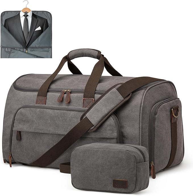 S-ZONE Carry On Garment Bag for Travel Convertible Duffle Bags for Men Women 2 in 1 Hanging Suitcase Business with Toiletry Bag
