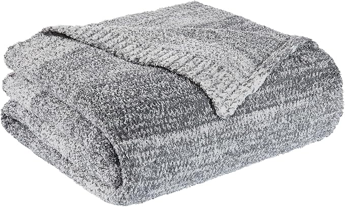 Throw Blanket, Grey Gradient Soft Cozy Fluffy Knitted Throw Blankets for Couch, Sofa, Bed, Chair, Warm Fuzzy Plush Travel Picnic Lightweight Blanket, 50x60 inches