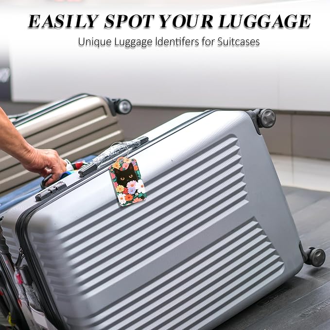 Luggage Tags for Suitcases, 2 Pack Cute PU Leather Luggage Tag TSA Approved with Stainless Steel Loop and Address Card Baggage Tag for Travel&Hotel Stays&Cruise Ships&Shipping and Mailing