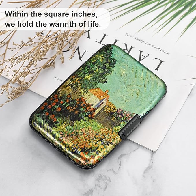 ELFISH Mini RFID Aluminum Wallet Credit Cards Holder Business Card Case Metal ID Case for Men Women(Scenery)