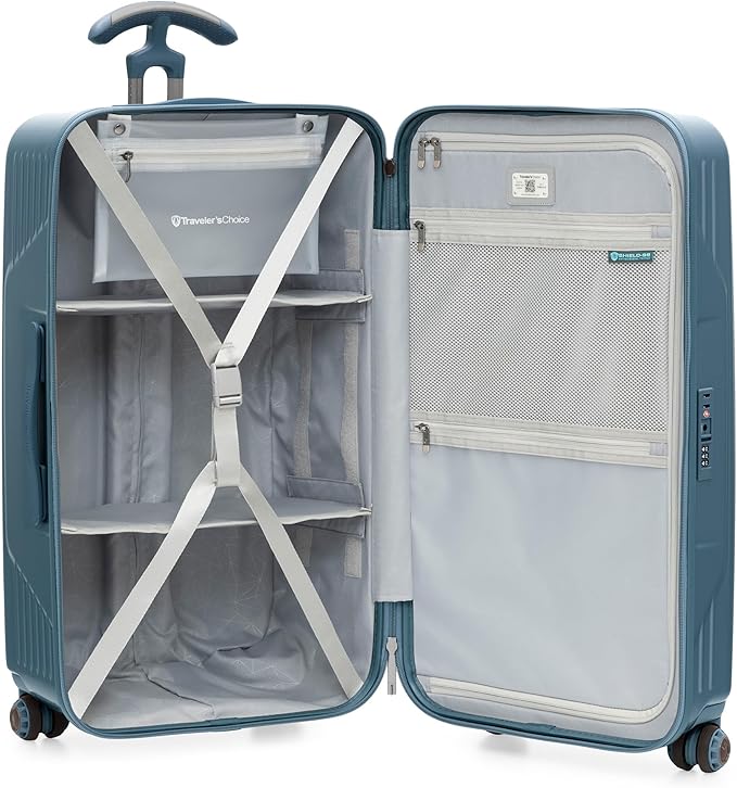 Traveler's Choice Ultimax II Polycarbonate Hardside Luggage with Spinner Wheels, Teal, 31-Inch Large Trunk