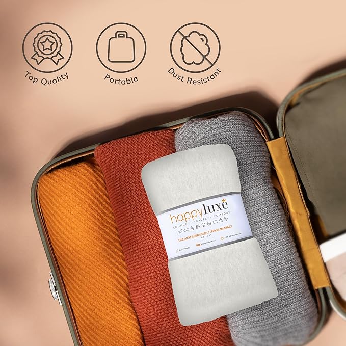 Happyluxe Travel Shawl Wraps for Women - 68x35in Wrap. Lightweight Pashmina, Airplane Travel Blanket Scarf. Made In USA