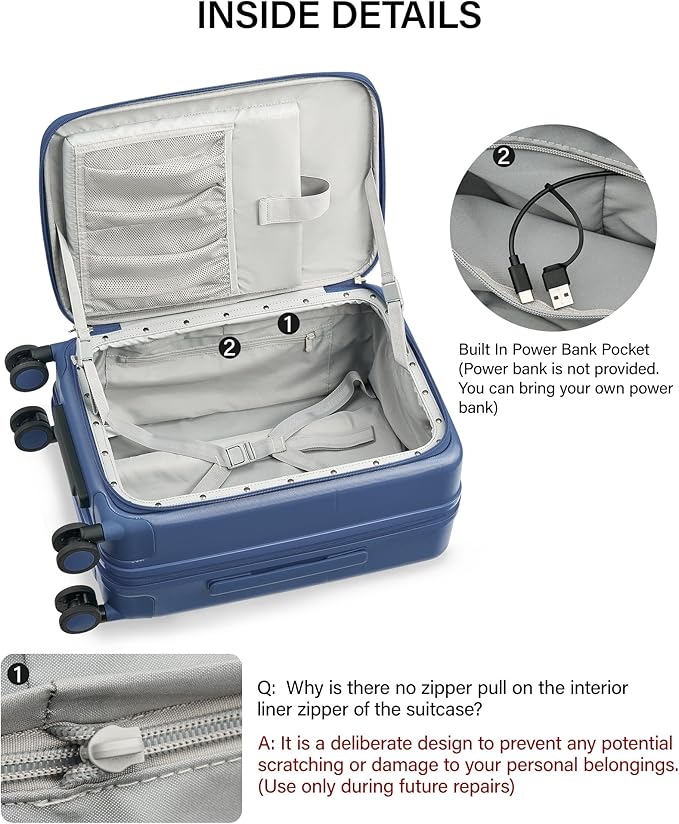 Hanke 28 Inch Expandable Checked Luggage with Cup Holder and Charger Port, Top Opening Hard Shell Large Suitcases with Wheel, Big Travel Rolling Suitcase Trunk Luggage with Lock,Interstellar Blue
