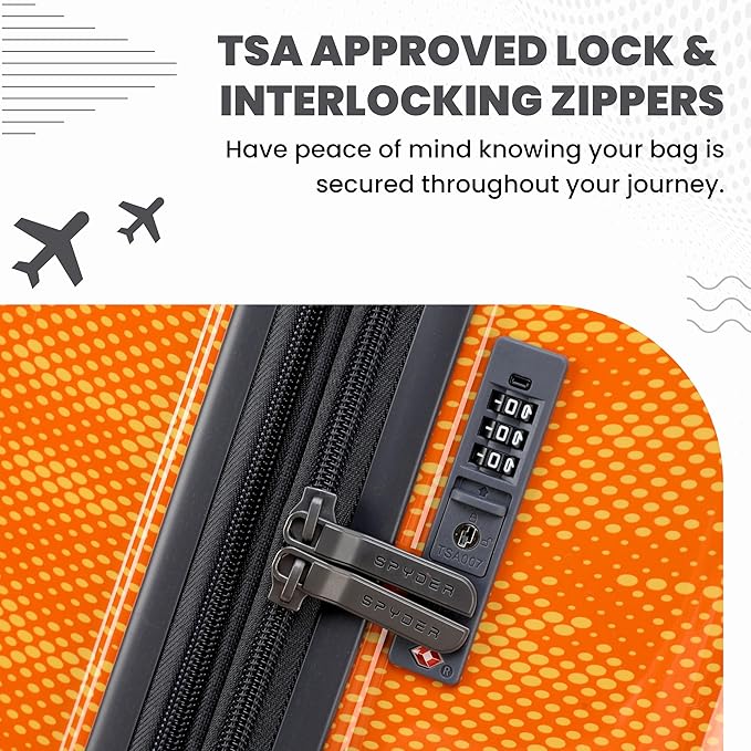 Spyder Matrix 20 Inch Carry On Expandable Hardside Upright Suitcase with 360° Spinner Wheels, TSA Approved Lock, Orange