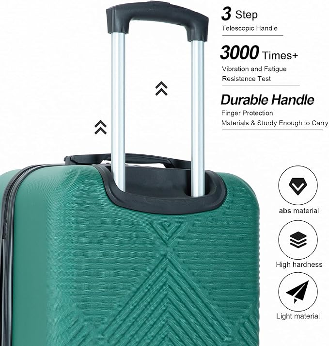Tripcomp 2 Piece Carry on Luggage Set, Airline Approved 20 Inch Luggage with Cosmetic Case HardShell Suitcase with Spinner Wheels, Lightweight Durable Hardside Suitcases Set, Dark Green