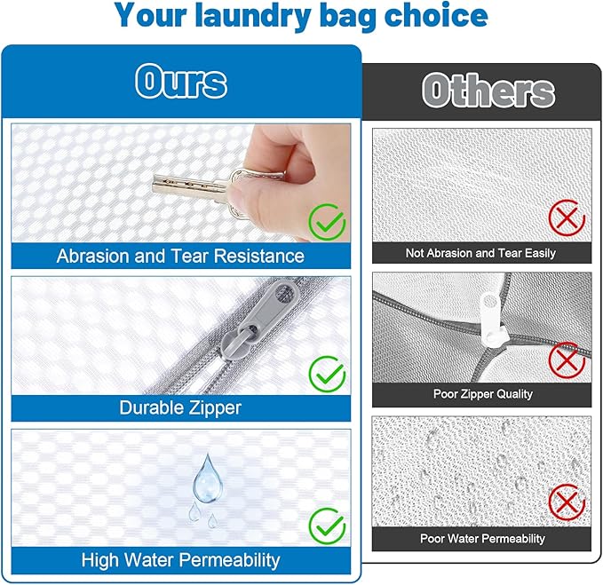 3-Pack Durable Honeycomb Mesh Laundry Bags for Delicates - 12x16 Inches Lingerie Bags for Washing Delicates with Sturdy Zippers, Protect Clothes in Washing Machine for Home, College & Dorm (Medium)