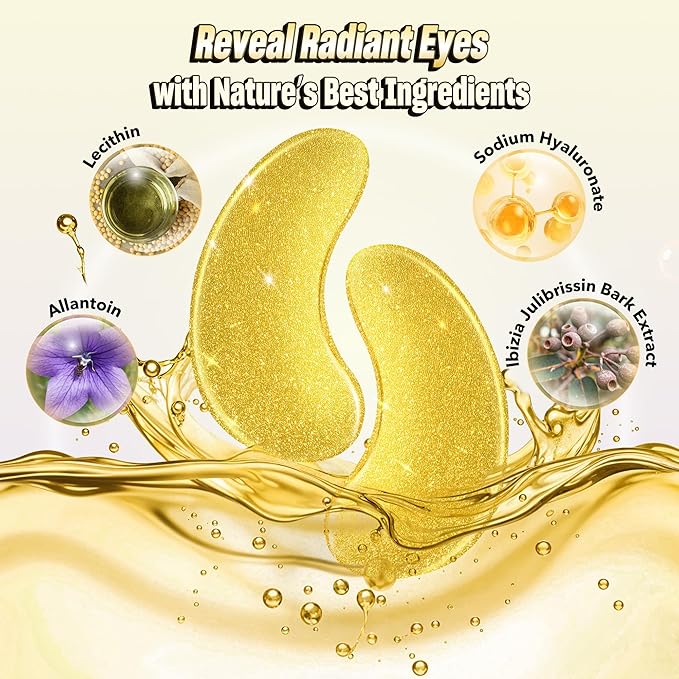 102 Pcs 24K Gold Under Eye Patches for Puffy Eyes, Dark Circles, Bags & Wrinkles with Sodium Hyaluronate - Eye Care Pads for Daily Skincare