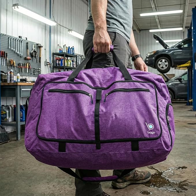 Bago Large Duffle Bag for Travel Women & Men. Durable Lightweight Foldable Travel Duffel Bags For Traveling Women. 80L Duffle Bags For Overnight Bag With Shoe Compartment Collapsible Weekender duffel