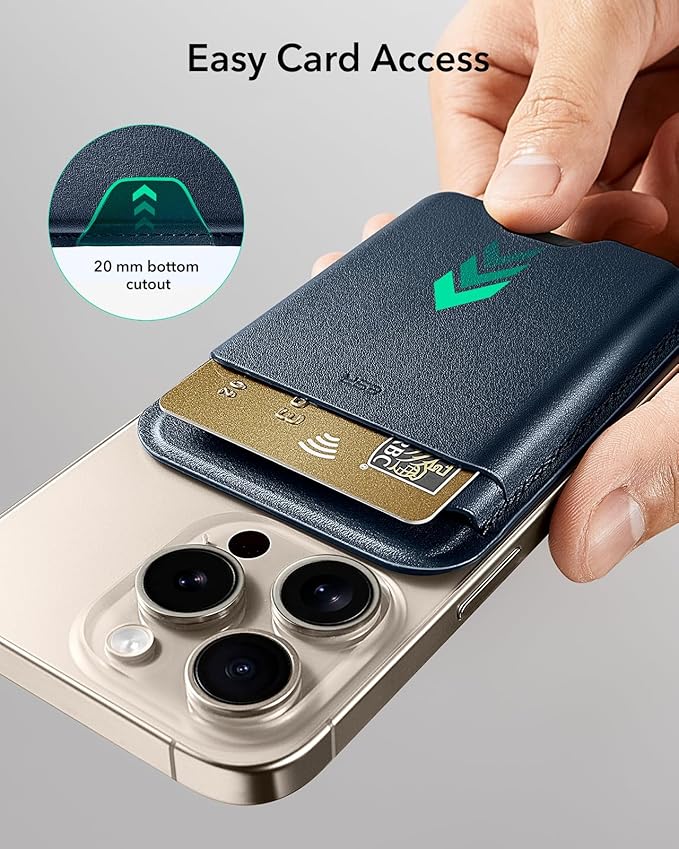 ESR for MagSafe Wallet, 5 Card Holder with RFID Blocking, MagSafe Sticker Included, Slim Magnetic Wallet for iPhone 17e/17/16/15/14/13/12 Series and Selected Samsung Devices, Not for 13/12 Mini, Blue