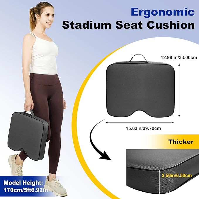 FASTMOMENT 2 Pcs Stadium Seat Cushions Water-Repellent Bleacher Seat Cushions Indoor & Outdoor Seat Cushion for Bleachers Portable Stadium Cushion for Sports Events, Office Chairs, Beaches