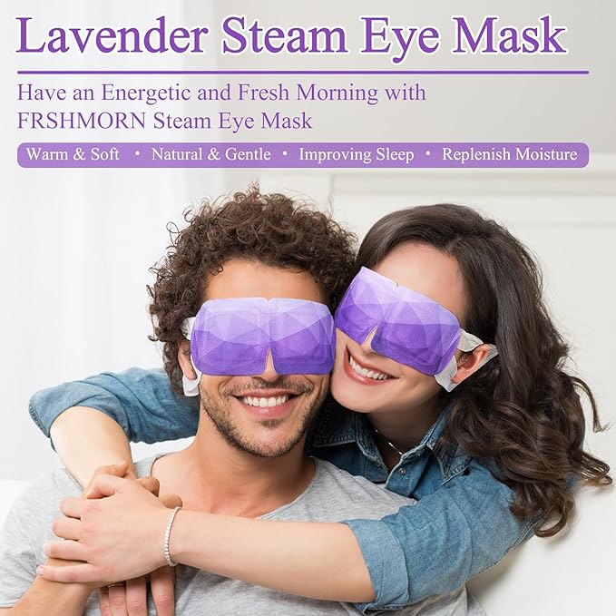 32Packs Steam Eye Mask, Heated Eye Mask for Sleeping, Warm Compress for Eyes, Self Heating Disposal Steam Mask for Home Sleep, Office, Spa, Travel Essentials Valentine's Day Gifts (Lavender)