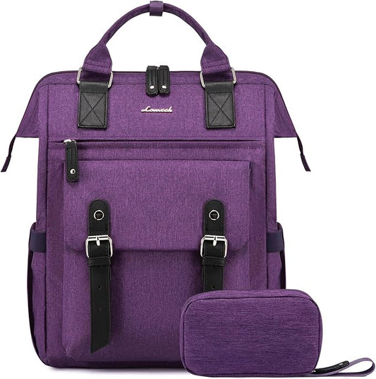 LOVEVOOK Laptop Backpack for Women Work Travel Backpack, Teacher Doctor Nurse Bags College Backpack Purse, Business Commuter Computer Laptop Bag, 17 Inch, Dark Purple-black