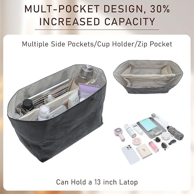 Doxo Purse Organizer Insert Compatible with Longchamp Le Pliage S Handbag and More, Lightweight Waterproof Handbag Organizer Bag Insert Shaper for Small Purse(Black-white, S)