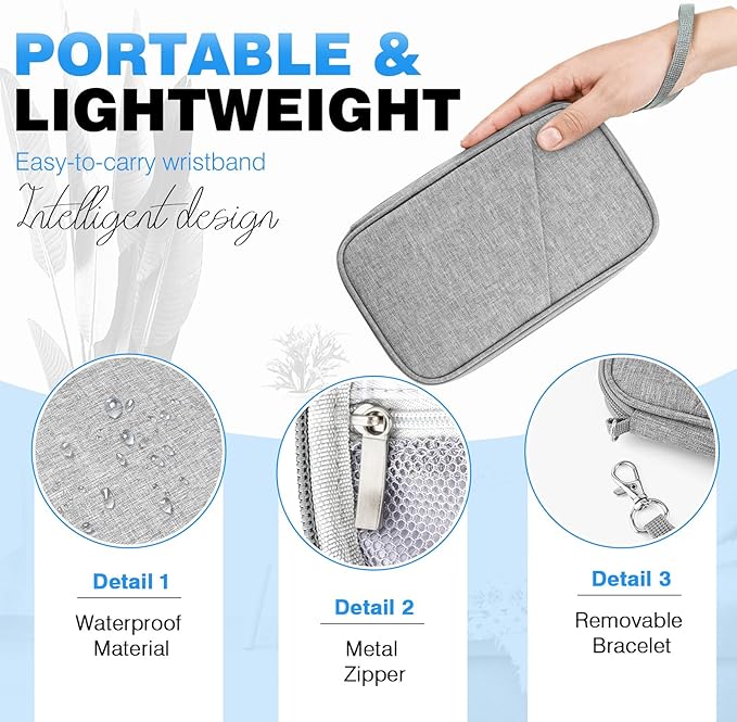 Passport Holder Family RFID Travel Document Organizer for Women Waterproof Passport Wallet Men Portable Case for Cards, Boarding Pass, ID, Money, Tickets with Zipper
