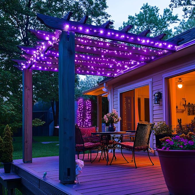 JMEXSUSS 400 LED Purple Halloween Lights Outdoor, Purple String Lights | 132 Ft Purple Christmas Tree Lights Indoor for Garden Patio Party Bedroom Christmas Decor, Plug in with Remote, 8 Modes