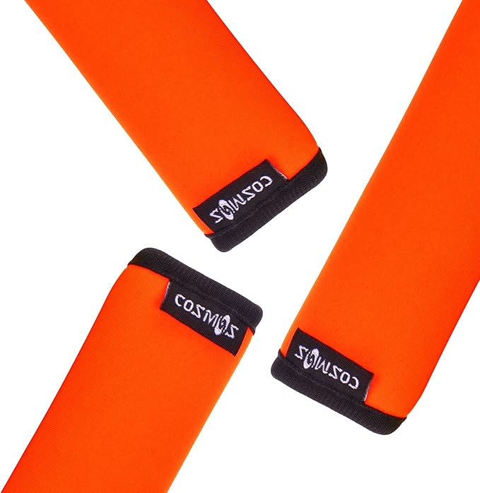 Cosmos 3 Pcs Comfort Neoprene Handle Wraps/Grip/Identifier for Travel Bag Luggage Suitcase (Fluorescent Orange)