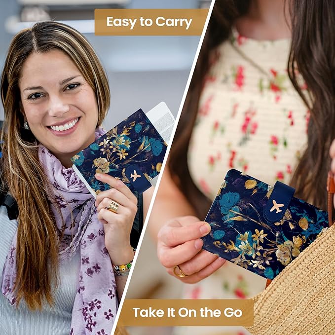 Passport Holder for Travel Essentials, RFID Blocking Leather Cover Wallet with Magnetic Closure, Aesthetic & Cute Passport Book Case for Women and Men - Grace