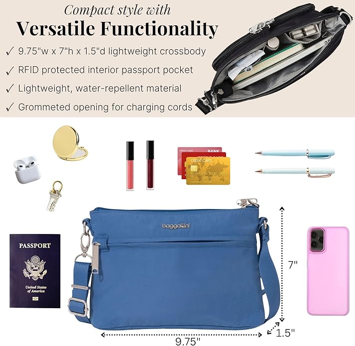 Baggallini womens Securtex Anti-theft Memento Crossbody Bag