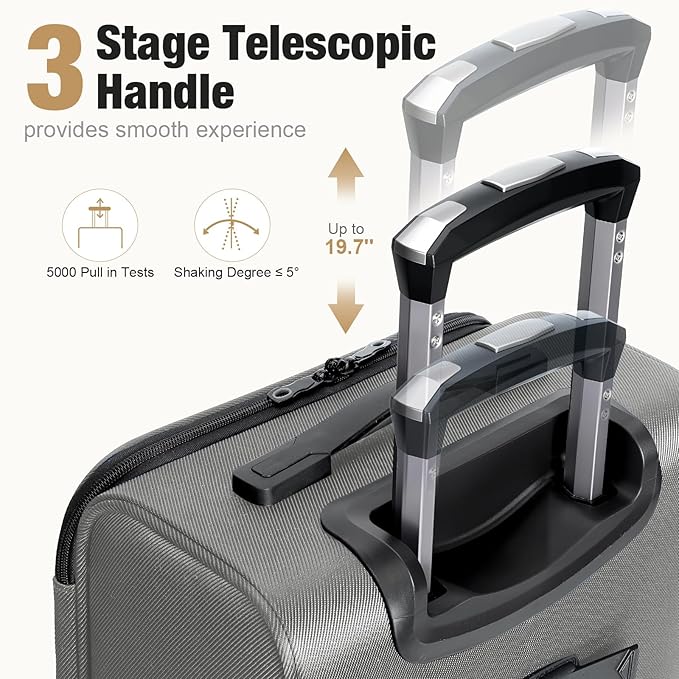 Softside Carry on Luggage Airline Approved, 17 Inch Underseat Carry-on Luggage with Removable Spinner Wheels, Small Personal Item Suitcase for Travel Business, (Grey, 17 inch_Underseat)