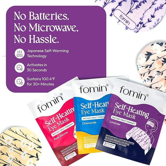 Fomin Self Heating Eye Mask- 20 Pack - Variety Pack Heated Eye Mask, Disposable Self Heating Steam Mask for Home, Sleep, Spa, Easter & Relaxation Gifts for Women