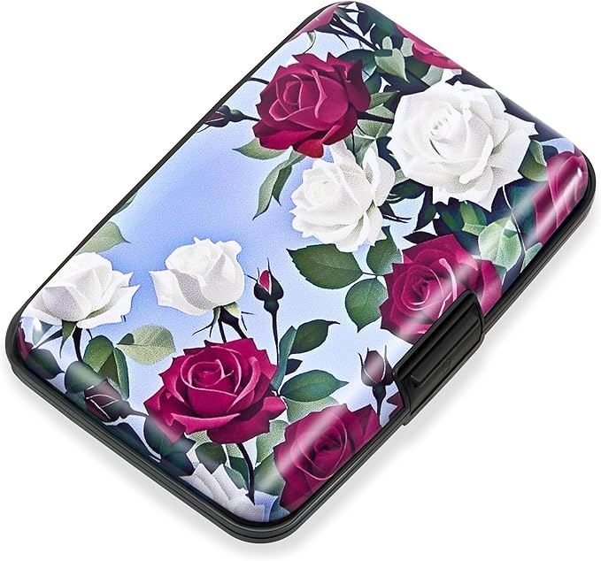 Mayski Credit Card Holder, RFID Blocking, Aluminum Alloy Hard Case, Small Mini Business Metal Wallet for Women Men, Rose