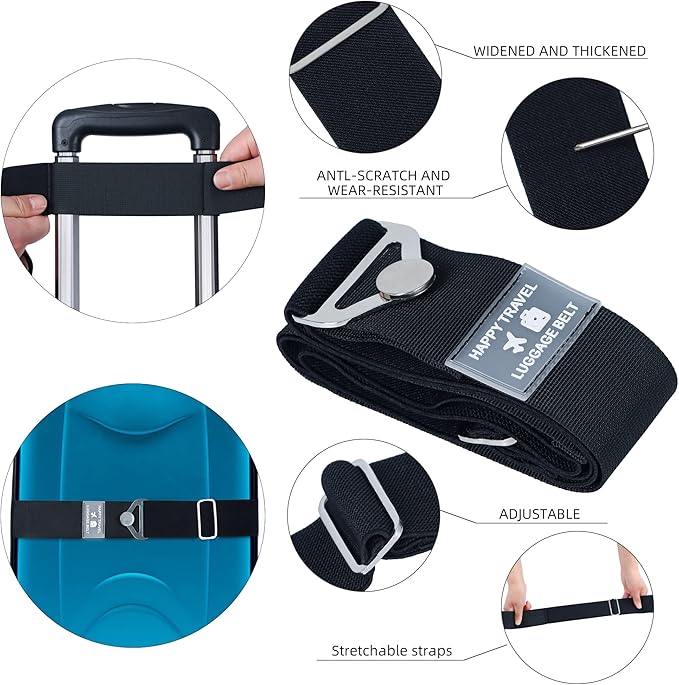 Bylion 2-in-1 Travel Belt for Luggage, Luggage Straps for Add a Bag Adjustable Suitcase Straps with Alloy Buckle Elastic Bungees Belt Hands-Free for Airport, Personalized Travel Accessories (Pink)
