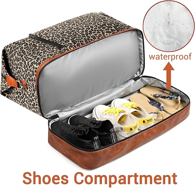 Travel Weekender Bag for Women, 21" Overnight Bag with Shoe Compartment 50L Large Travel Duffel Bag Carry On Tote for Weekend, Overnight, Business Trips, Water Resistant