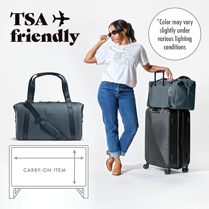 Fit & Fresh Neoprene Weekender Bag for Women – Carry-On Friendly Travel Duffel with Expandable Sides, Trolley Sleeve & Pockets – Lightweight, Water-Resistant Overnight Bag for Weekend Trips + Gym
