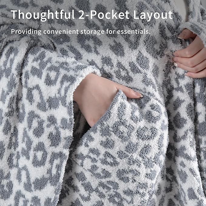 JOOJA Wearable Blanket Super Soft Feather Yarn Blanket Shawl with Pockets Fuzzy Throw Blanket TV Blanket for Adults Teens