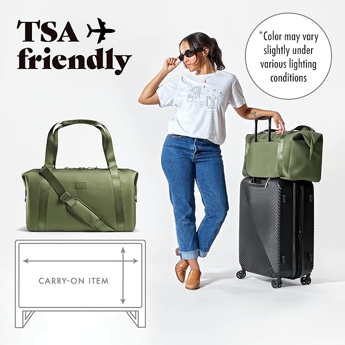 Fit & Fresh Neoprene Weekender Bag for Women – Carry-On Friendly Travel Duffel with Expandable Sides, Trolley Sleeve & Pockets – Lightweight, Water-Resistant Overnight Bag for Weekend Trips + Gym