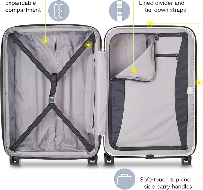 DELSEY PARIS Titanium Hardside Expandable Luggage with Spinner Wheels Checked Luggage, Graphite, Checked-Medium 25 Inch
