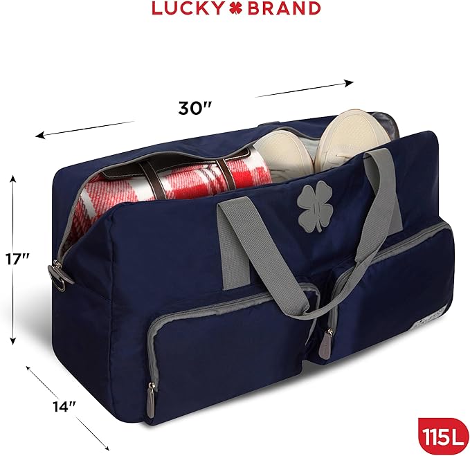 Lucky Travel Duffel Bags 115L, Gym Bag, Travel Bag & Large Duffle Bag for Men, Foldable Overnight Weekender Bags for Women & Men with Adjustable Shoulder Strap, Navy