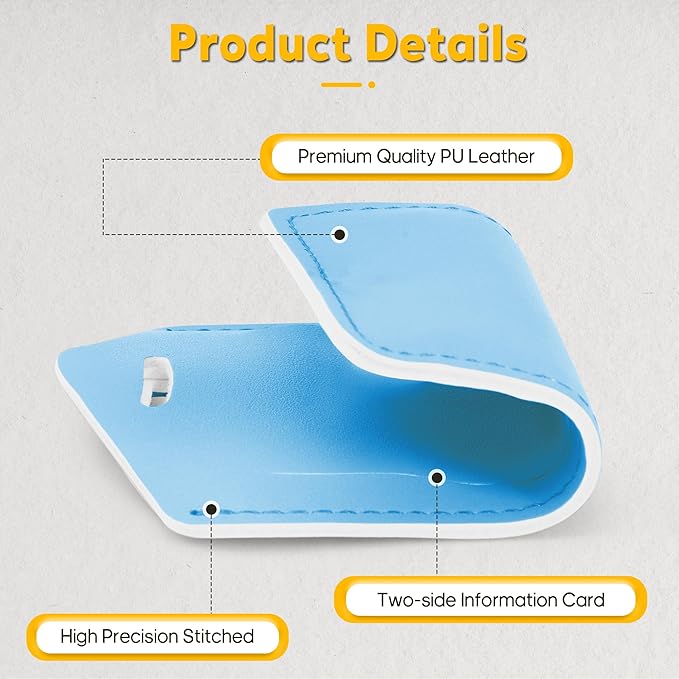 Travelambo Luggage Tags for Suitcases Faux Leather Privacy Protection 2 Pack Bag Tags Travel Accessories Essential, Light Blue