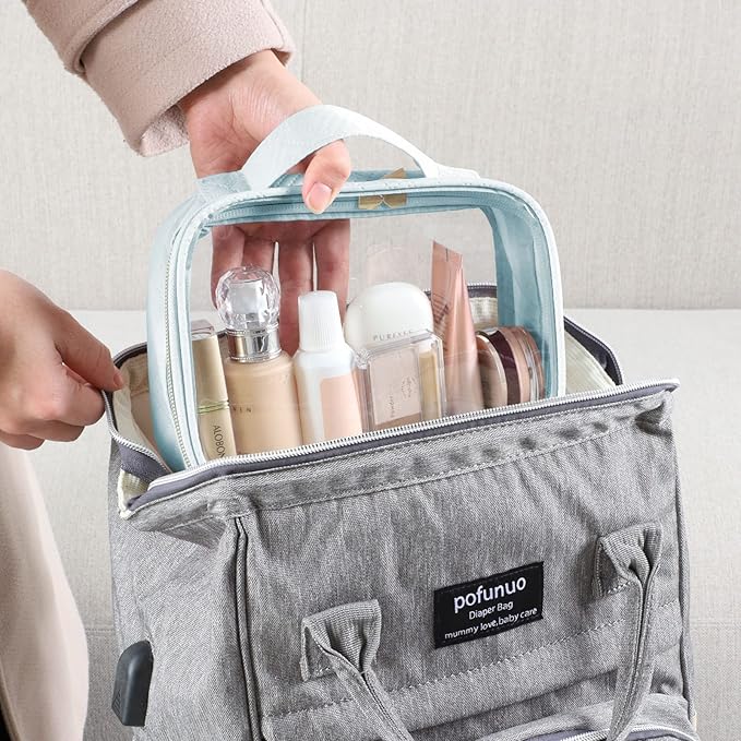PACKISM TSA Approved Toiletry Bag 3 Medium, 3-1-1 Compliant Clear Makeup Bag with Handle, Quart Size Toiletry Bags Fit Carrv-on Travel Essentials, Water Resistant PVC, Grayish Blue, Rose Pink, Yellow